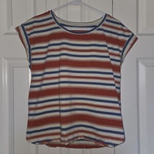 Ll Bean Signature Bold Red and Blue Striped Top